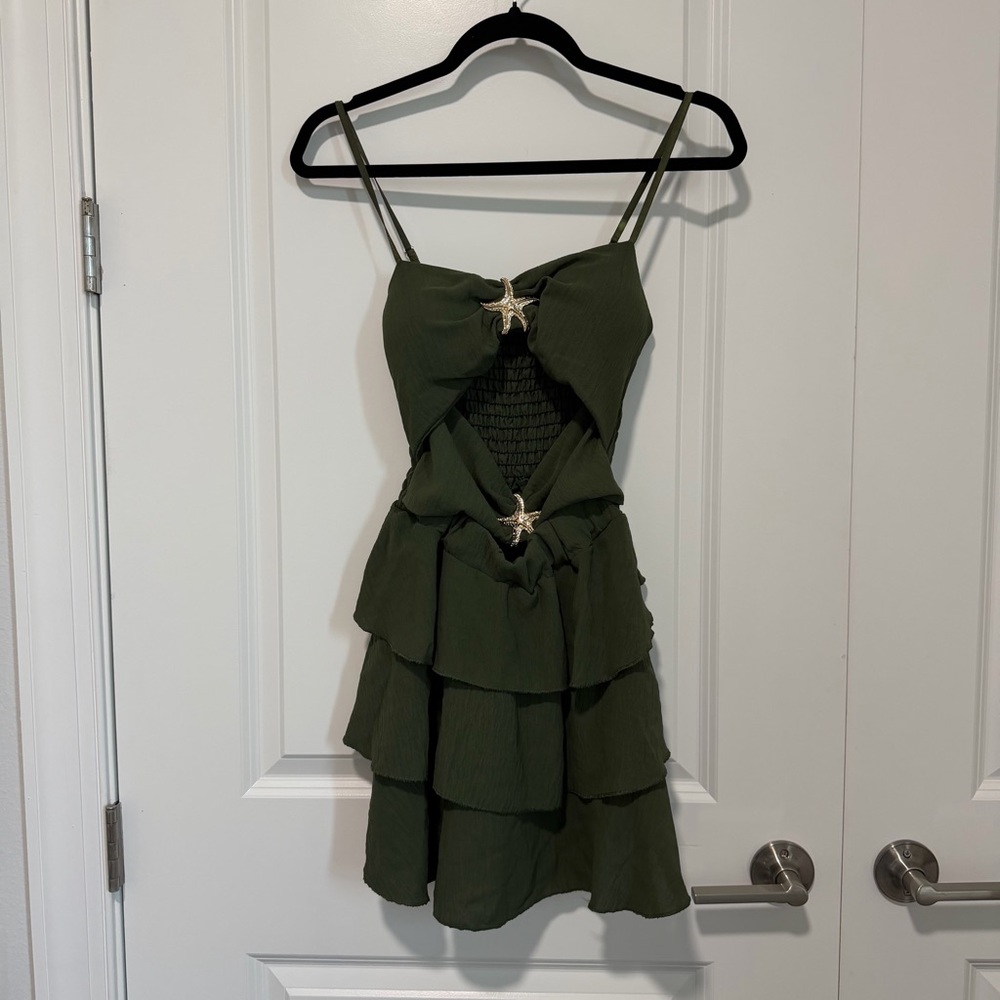 Elegant Green Tiered Dress
